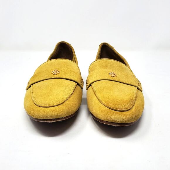Tory Burch Ballet Loafers Flats Split Suede Leather Yellow Cornbread Size 9 - Picture 7 of 12